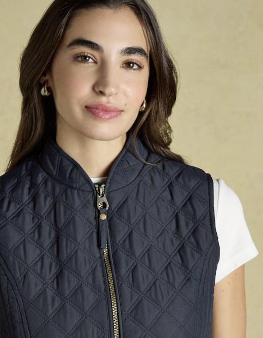 Joules Minx Showerproof Diamond Quilted Gilet Navy