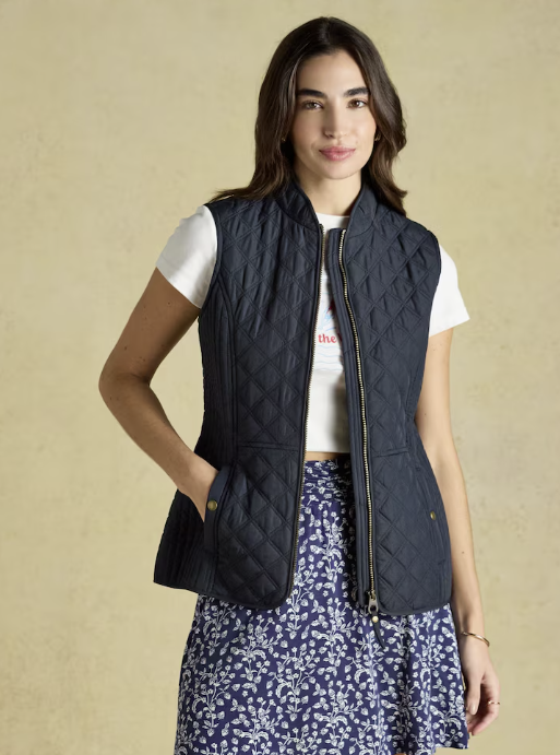 Joules Minx Showerproof Diamond Quilted Gilet Navy