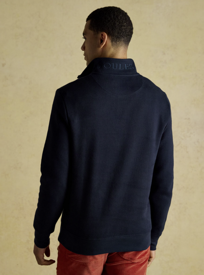 Joules Alistair French Ribbed Quarter Zip Sweatshirt Navy