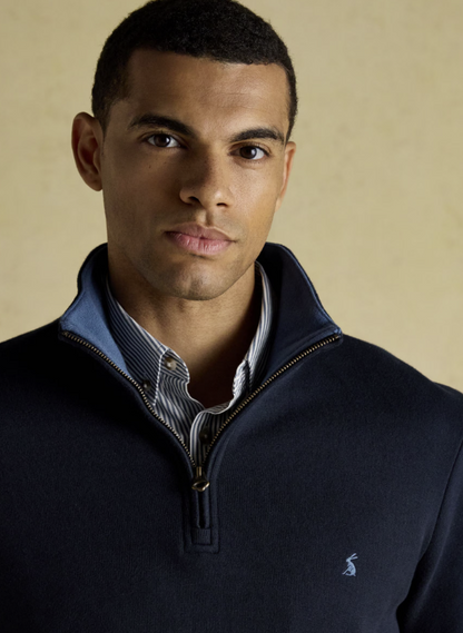 Joules Alistair French Ribbed Quarter Zip Sweatshirt Navy