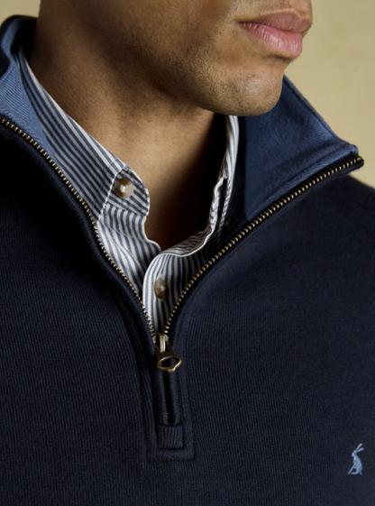 Joules Alistair French Ribbed Quarter Zip Sweatshirt Navy