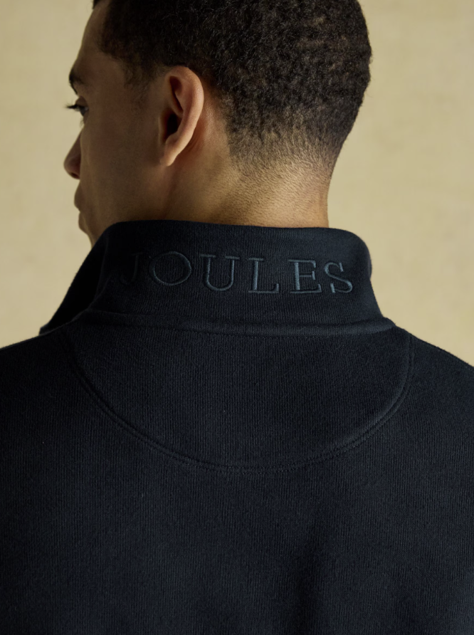 Joules Alistair French Ribbed Quarter Zip Sweatshirt Navy