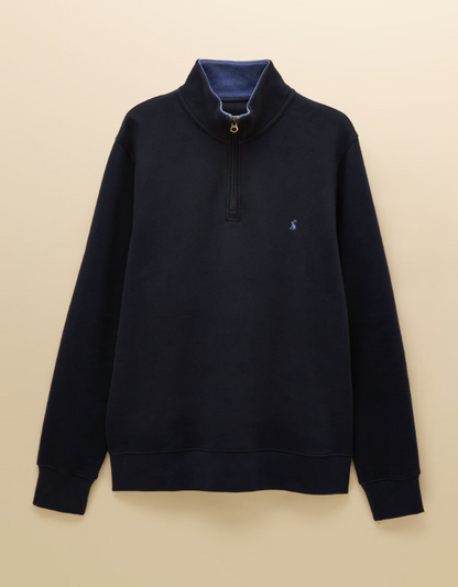 Joules Alistair French Ribbed Quarter Zip Sweatshirt Navy