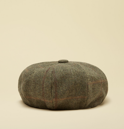 Joules Harrogate Khaki Tweed Baker Boy Cap