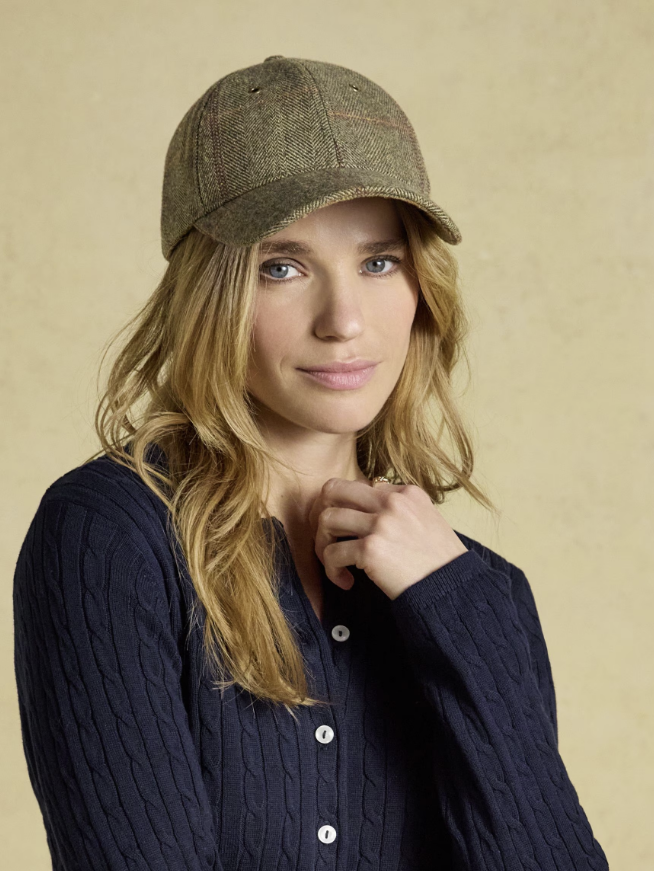 Joules Perry Khaki Tweed Baseball Cap