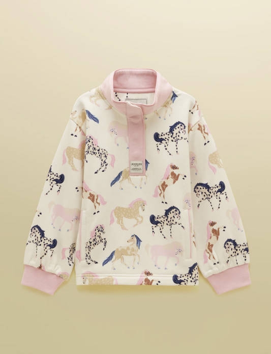Joules Burnham Horse Print Sweatshirt Cream