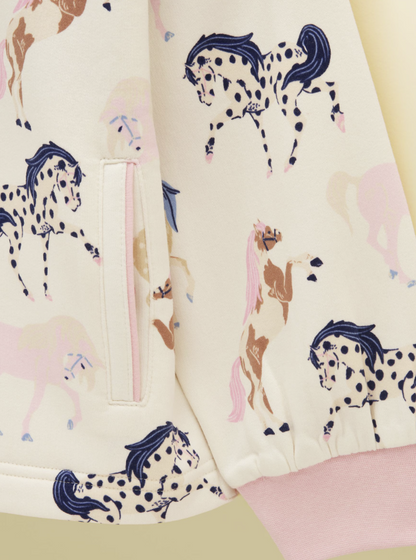 Joules Burnham Horse Print Sweatshirt Cream