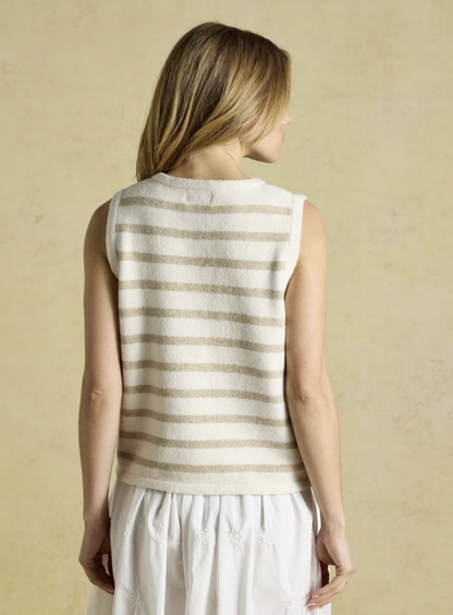 Joules Holly Button Through Knitted Vest Cream & Oat