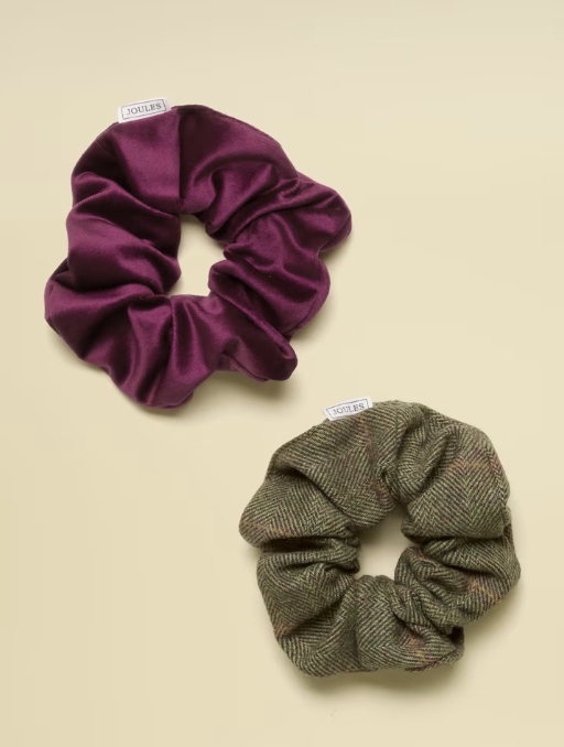 Joules Annika 2 Pack Scrunchies Green & Pink