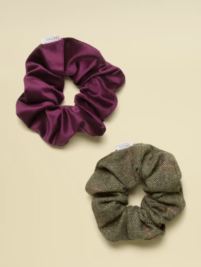 Joules Annika 2 Pack Scrunchies Green & Pink