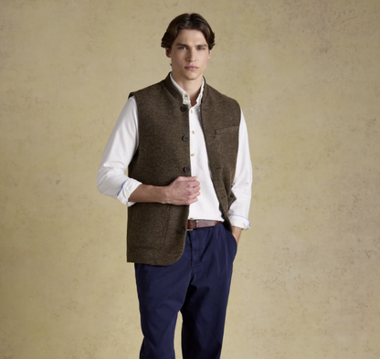 Joules Tweed Gilet Brown