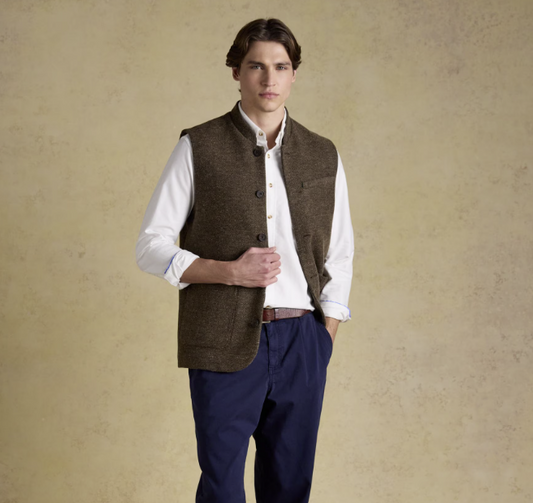 Joules Tweed Gilet Brown
