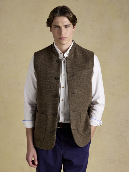 Joules Tweed Gilet Brown