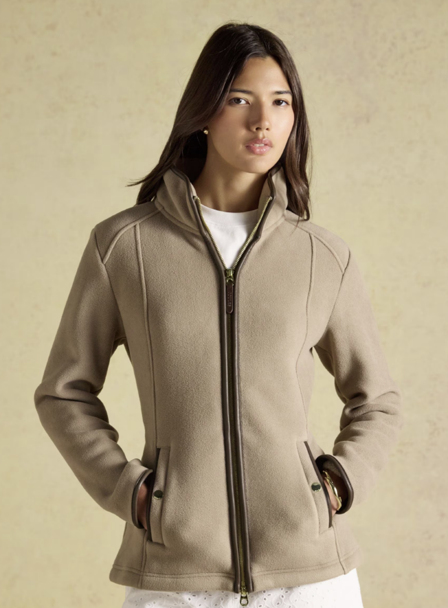 Joules Heritage Zip Up Polar Fleece Mink Brown