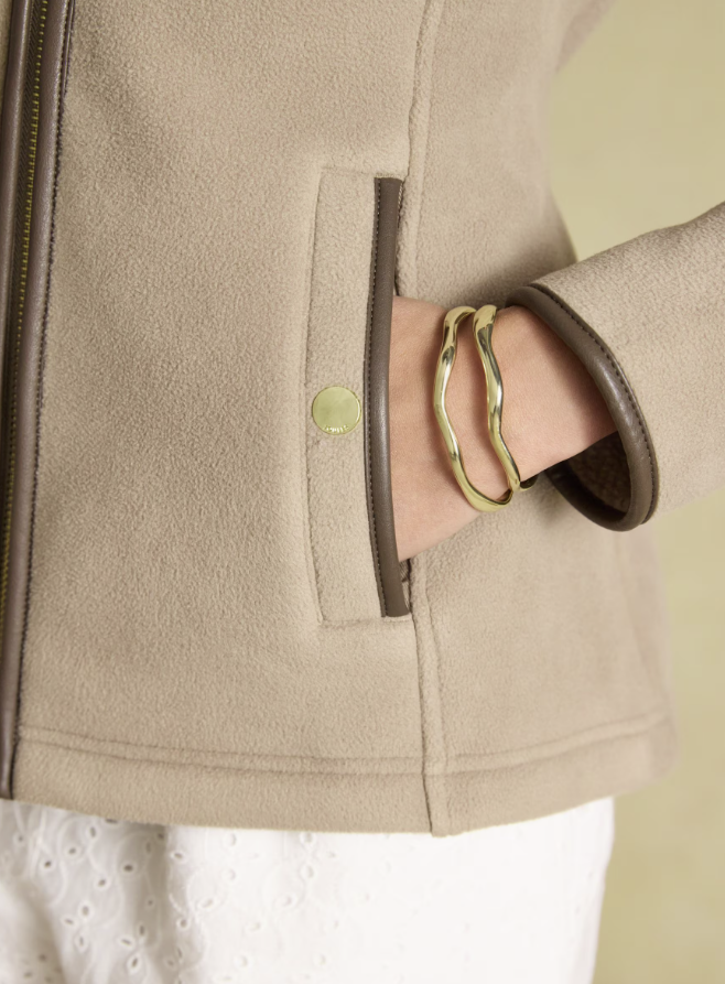 Joules Heritage Zip Up Polar Fleece Mink Brown