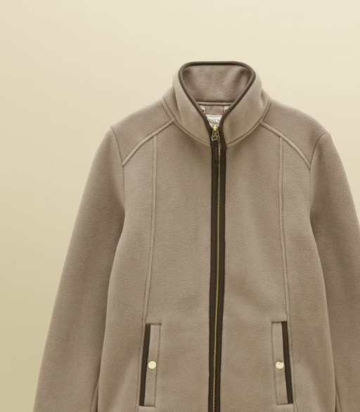 Joules Heritage Zip Up Polar Fleece Mink Brown