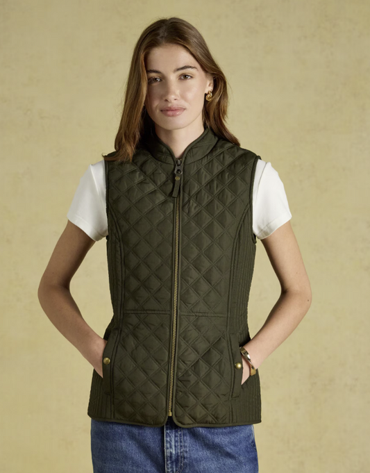 Joules Minx Showerproof Diamond Quilted Khaki Green