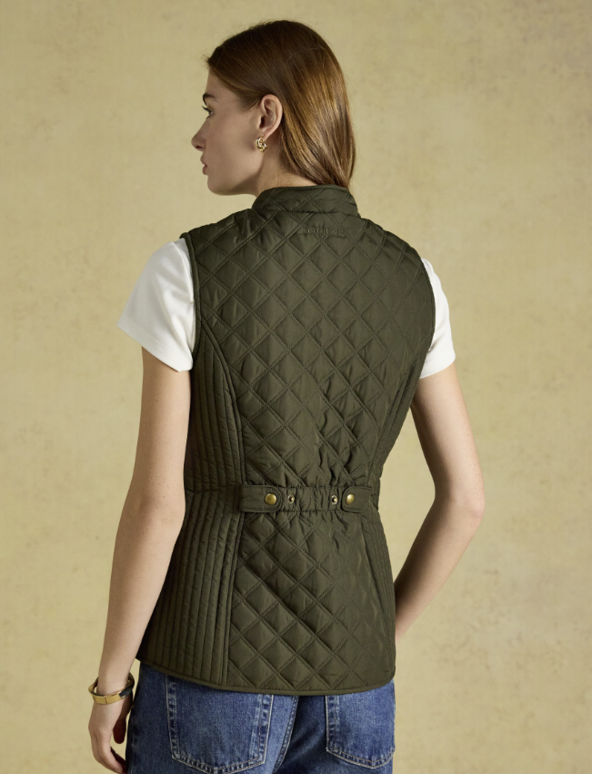 Joules Minx Showerproof Diamond Quilted Khaki Green