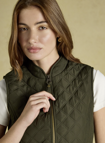 Joules Minx Showerproof Diamond Quilted Khaki Green