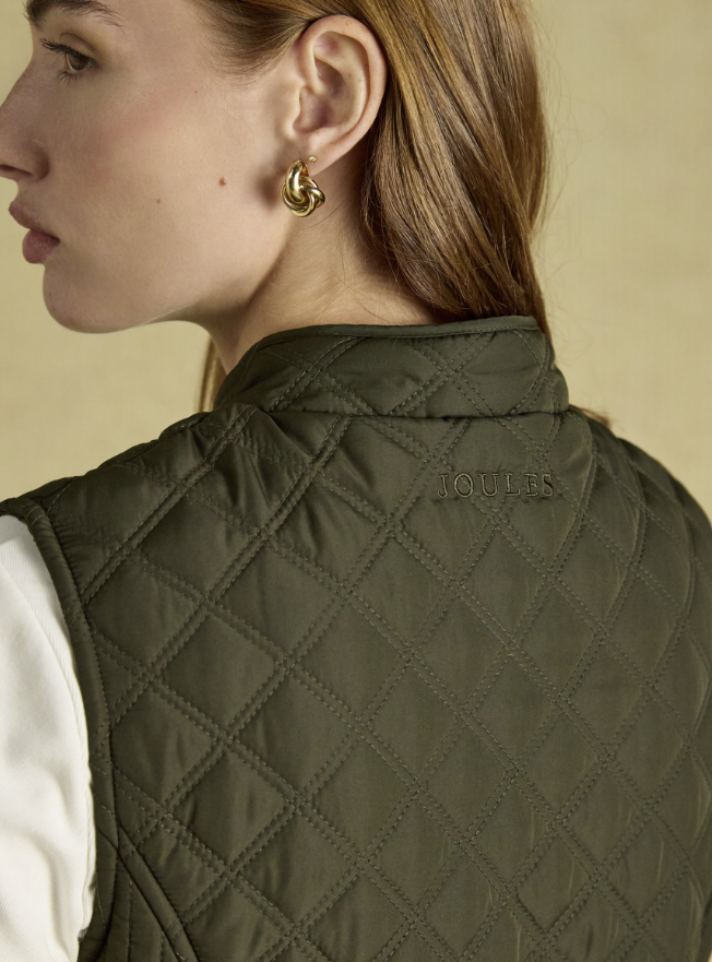 Joules Minx Showerproof Diamond Quilted Khaki Green