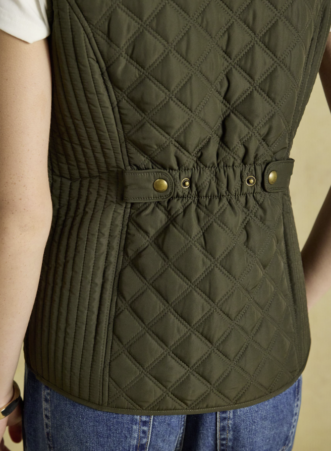 Joules Minx Showerproof Diamond Quilted Khaki Green
