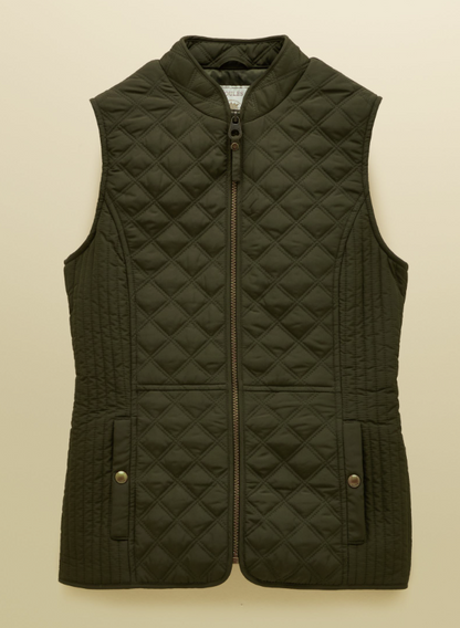 Joules Minx Showerproof Diamond Quilted Khaki Green
