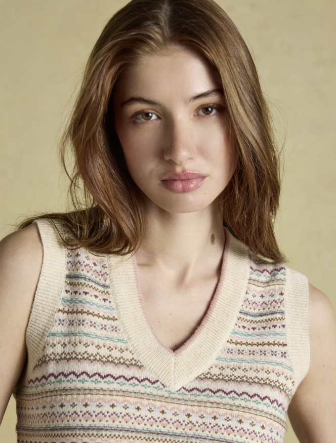 Joules V Neck Knitted Vest Oat