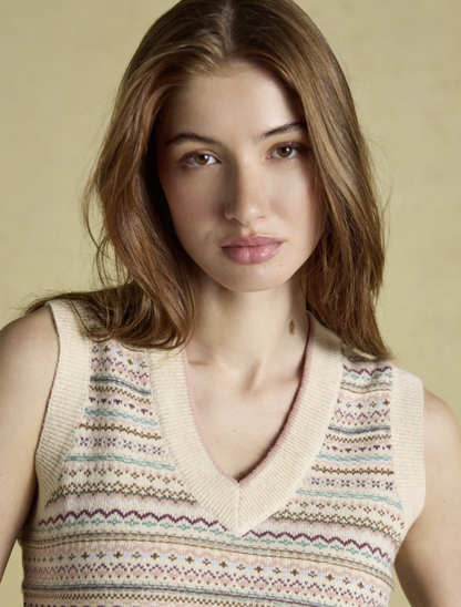 Joules V Neck Knitted Vest Oat