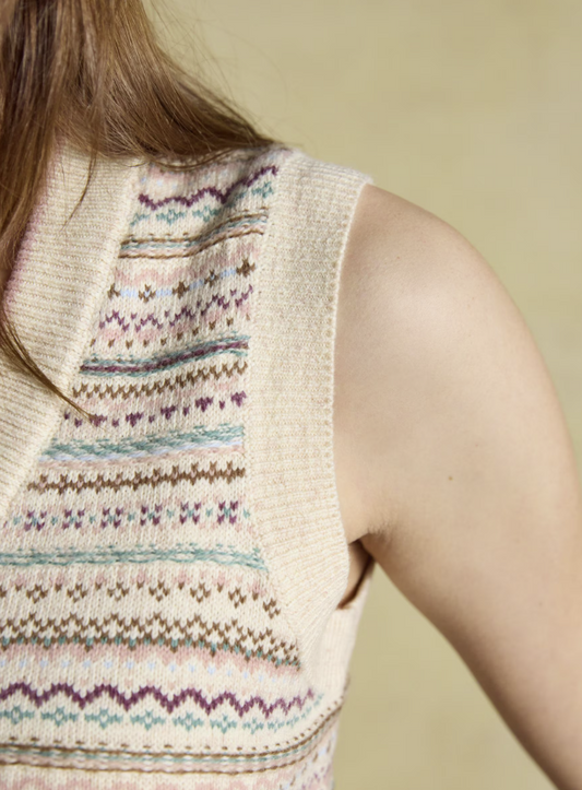 Joules V Neck Knitted Vest Oat