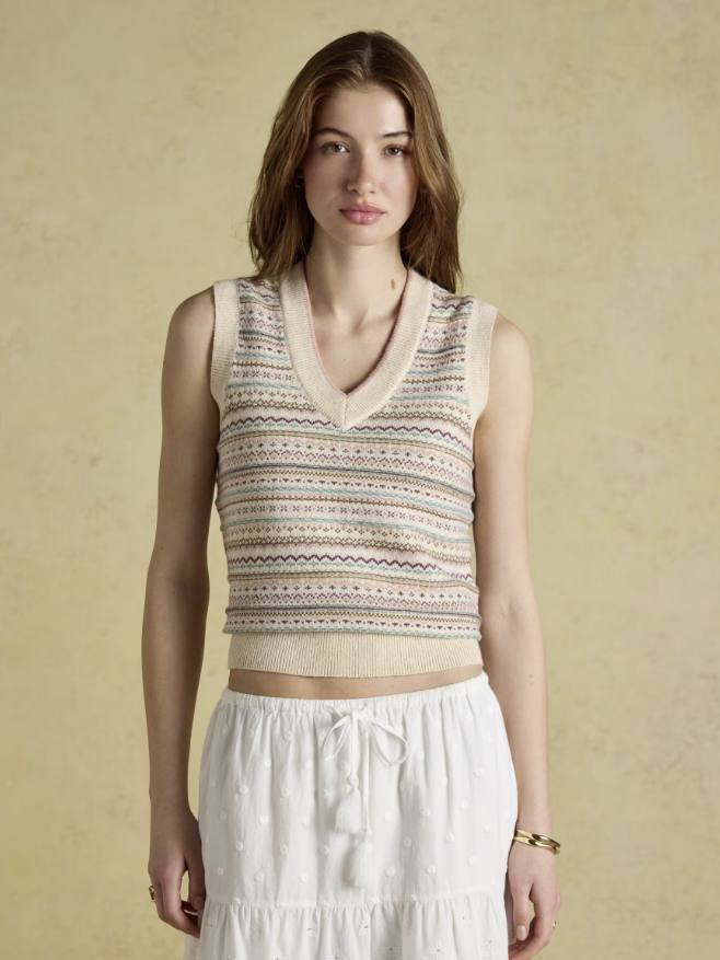 Joules V Neck Knitted Vest Oat