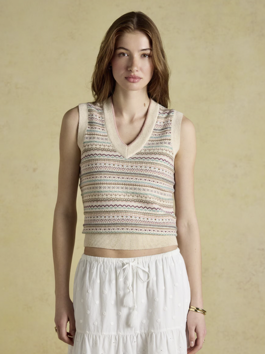 Joules V Neck Knitted Vest Oat