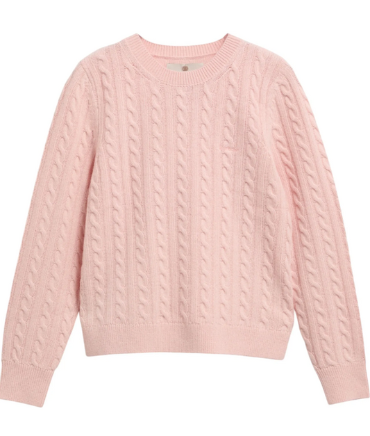 Barbour Ashdown Cable Knit Jumper Pink Blush