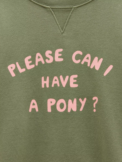 Joules Please Can I Have A Pony Sweatshirt Khaki