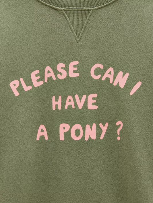 Joules Please Can I Have A Pony Sweatshirt Khaki