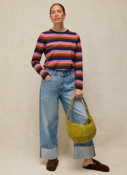 White Stuff Clara Stripe Long Sleeved T-shirt Pink Multi