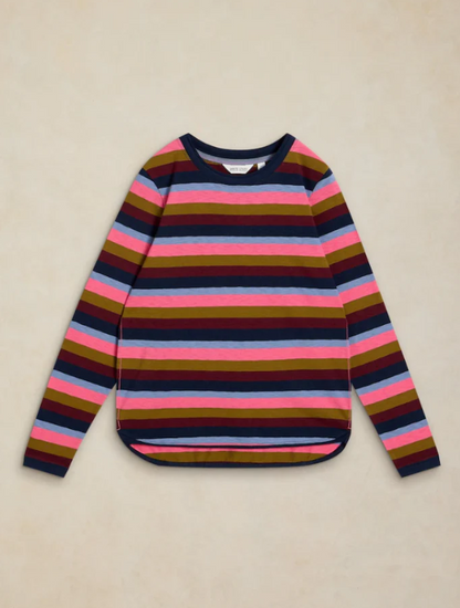 White Stuff Clara Stripe Long Sleeved T-shirt Pink Multi