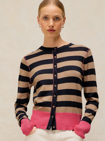 White Stuff Lois Stripe Cardigan Navy Multi