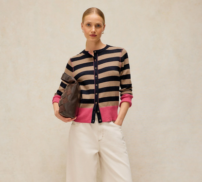 White Stuff Lois Stripe Cardigan Navy Multi