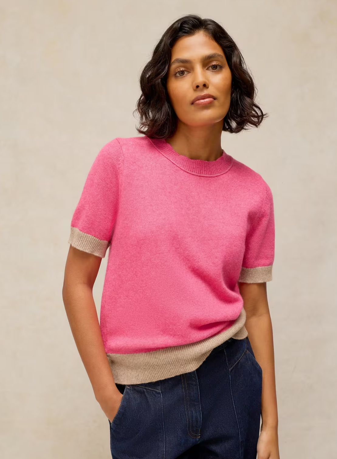 White Stuff Sansa Knitted Tee Pink Multi