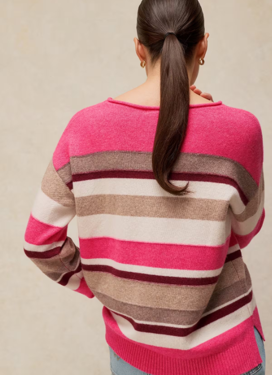 White Stuff Sansa V Neck Sweater Pink Multi