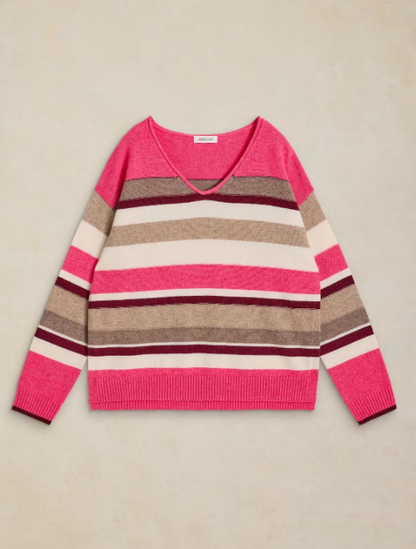 White Stuff Sansa V Neck Sweater Pink Multi