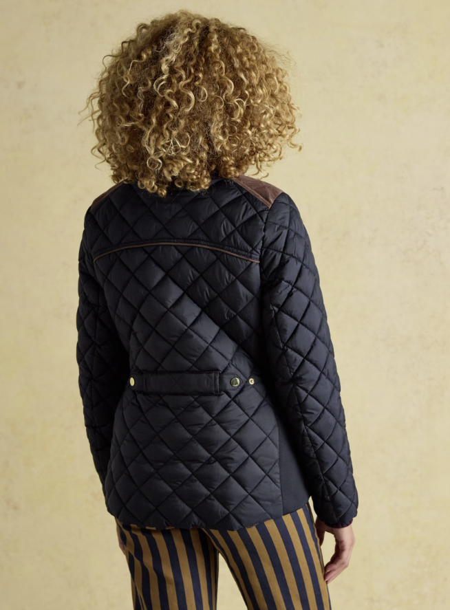 Joules Braemar Luxe Showerproof Diamond Quilted Coat Navy
