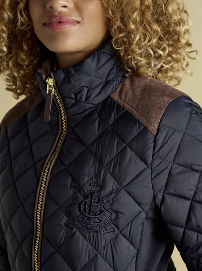 Joules Braemar Luxe Showerproof Diamond Quilted Coat Navy