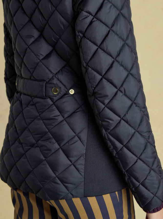 Joules Braemar Luxe Showerproof Diamond Quilted Coat Navy