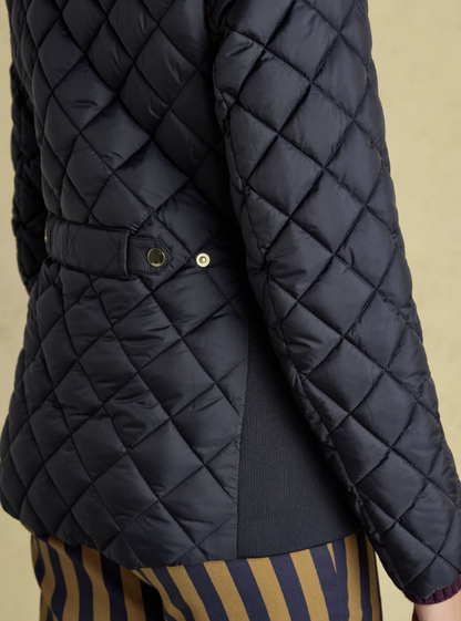 Joules Braemar Luxe Showerproof Diamond Quilted Coat Navy
