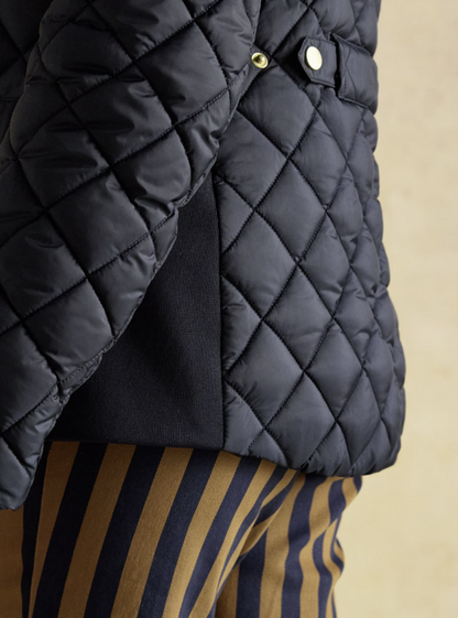Joules Braemar Luxe Showerproof Diamond Quilted Coat Navy