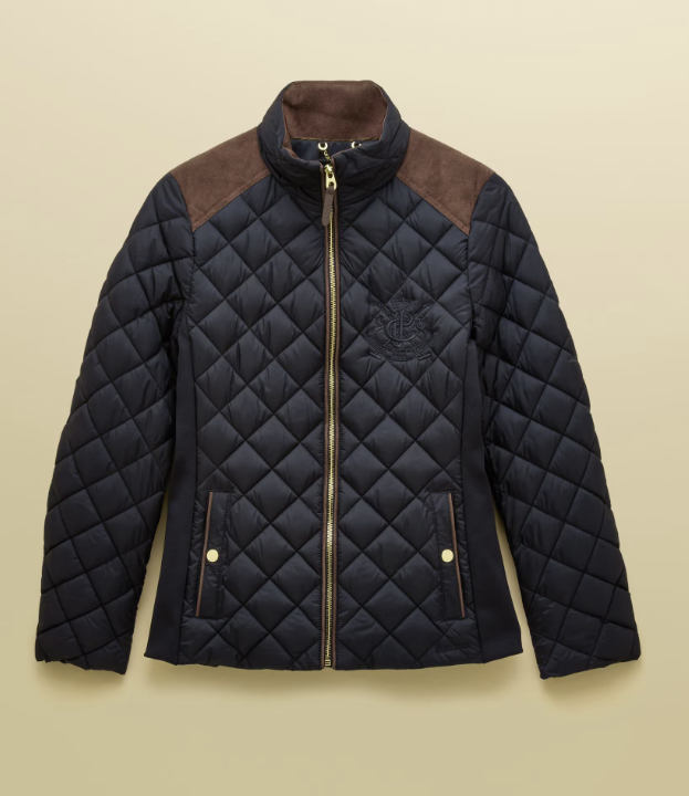 Joules Braemar Luxe Showerproof Diamond Quilted Coat Navy