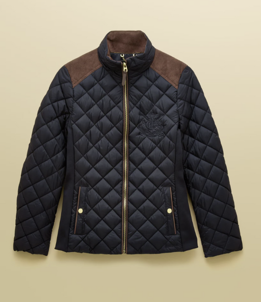 Joules Braemar Luxe Showerproof Diamond Quilted Coat Navy