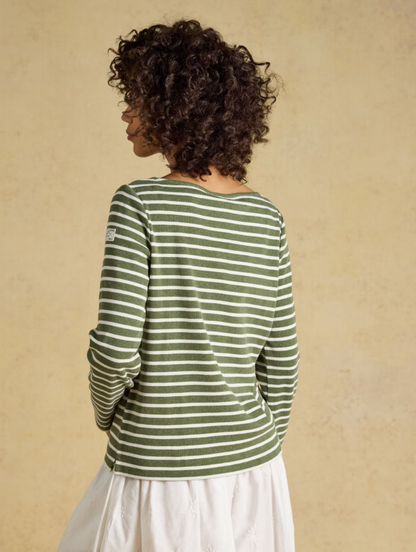 Joules Harbour Stripe Breton Top Khaki