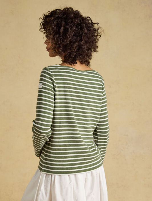 Joules Harbour Stripe Breton Top Khaki